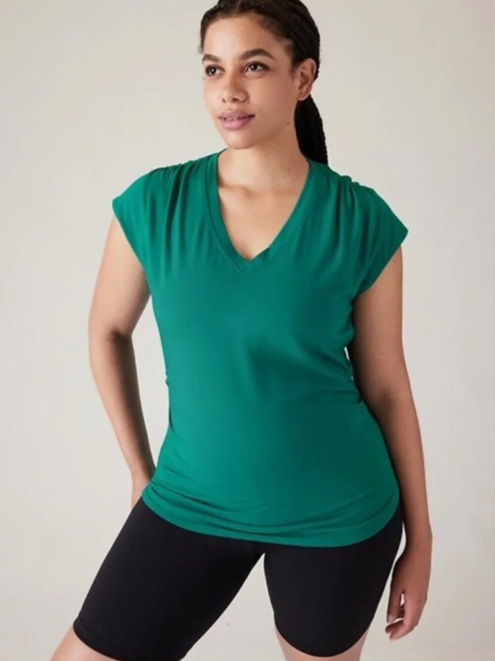 Athleta Outbound V Neck Tee Emerald Green Size 1X